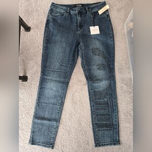 Joseph Ribkoff Dark Blue Skinny Jeans with Graphic